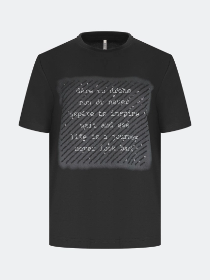 Футболка с мерцающей вышивкой и принтом