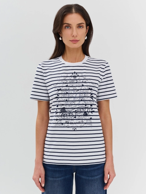 Футболка в полоску с принтом