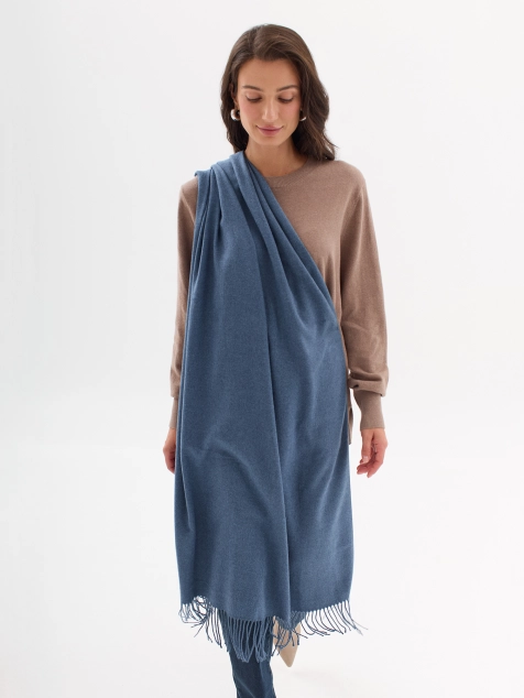 Однотонный палантин с  шерстью