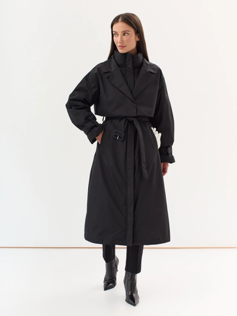 Удлиненный тренч на натуральном утеплителе