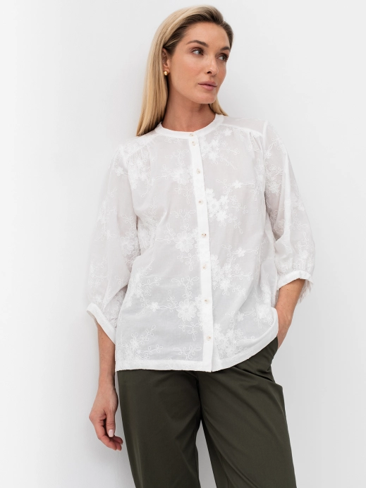 Блузка из шитья с объемными рукавами