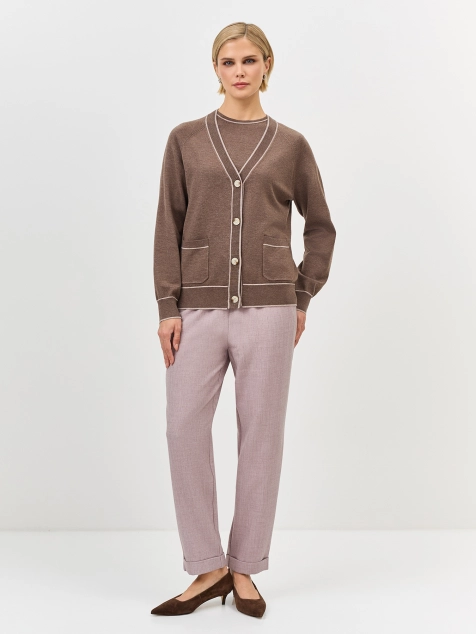 Вязаный кардиган с контрастной отделкой