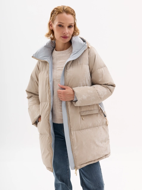 Пуховая куртка из ткани с перламутровым эффектом