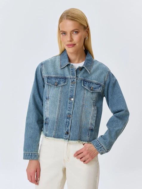 Укороченный джинсовый жакет Row hem