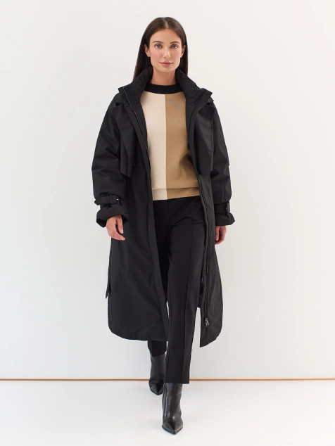 Удлиненный тренч на натуральном утеплителе