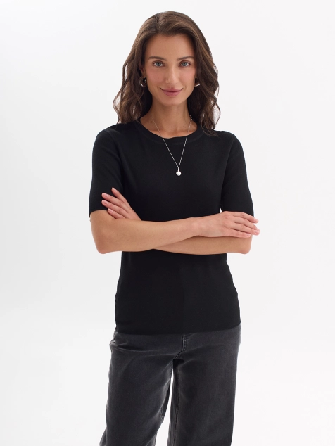 Трикотажный джемпер с укороченными рукавами