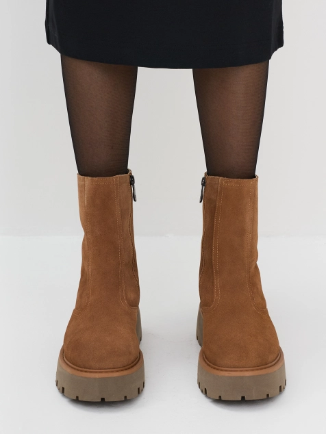 Утепленные полусапожки из натуральной замши