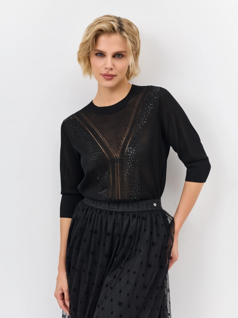 Джемпер с аппликацией стразами