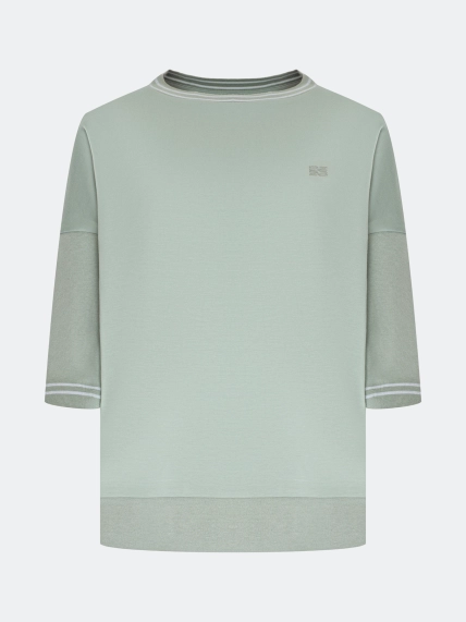 Свободный джемпер с вязаными рукавами