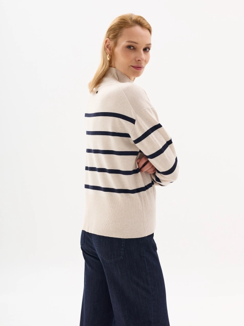 Свитер в контрастную полоску с шерстью