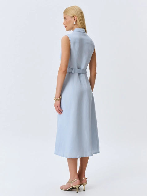 Льняное платье-рубашка