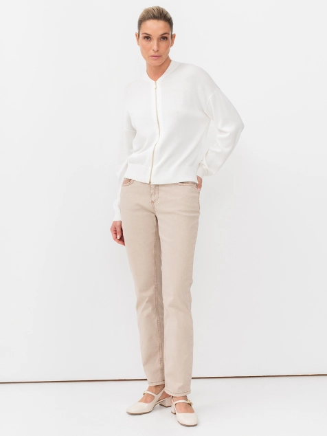 Бежевые джинсы с мраморной варкой