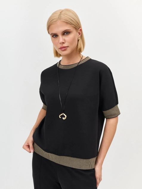 Трикотажный джемпер с контрастным рибом