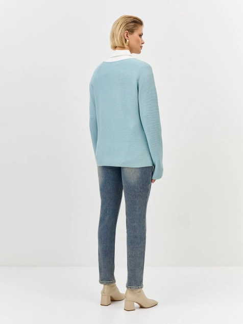 Утепленные джинсы с контрастными деталями