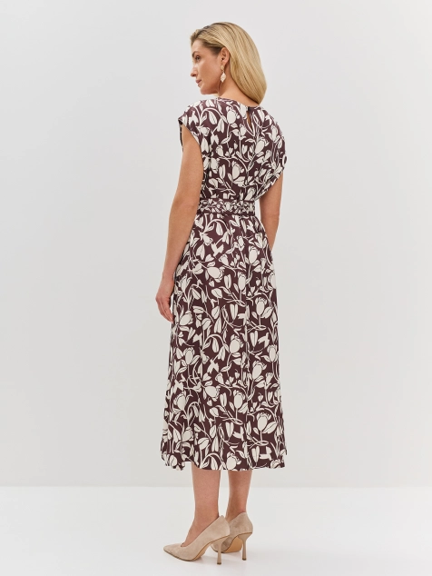 Сатиновое платье из вискозы с цветочным принтом