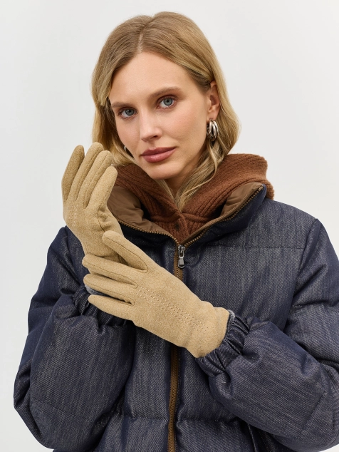 Трикотажные перчатки с вышивкой