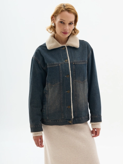 Джинсовая куртка с подкладкой из искусственного меха