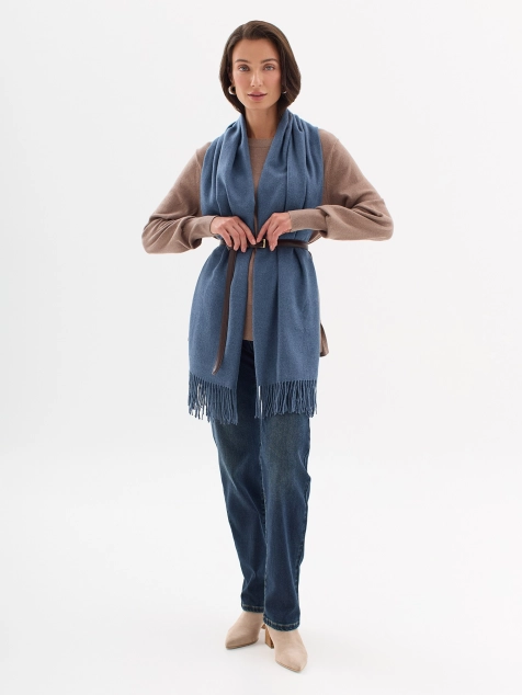 Однотонный палантин с  шерстью