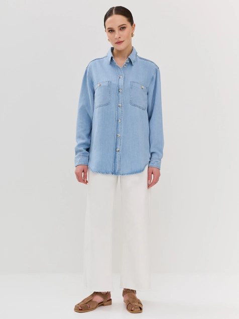 Легкая джинсовая рубашка из 100% тенселя