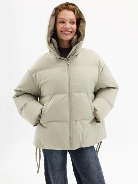 Oversize куртка на натуральном утеплителе с контрастной подкладкой