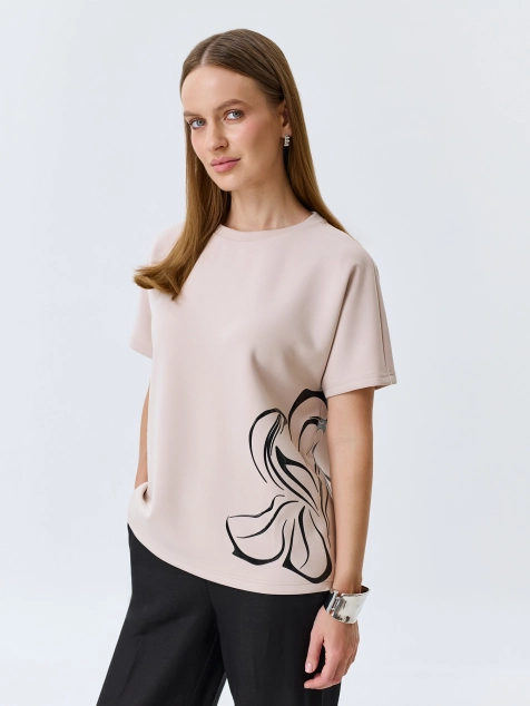 Джемпер из модала с графичным принтом