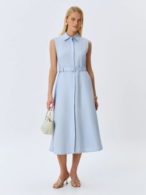 Льняное платье-рубашка