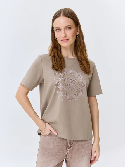 Футболка из 100% хлопка с искрящимися стразами