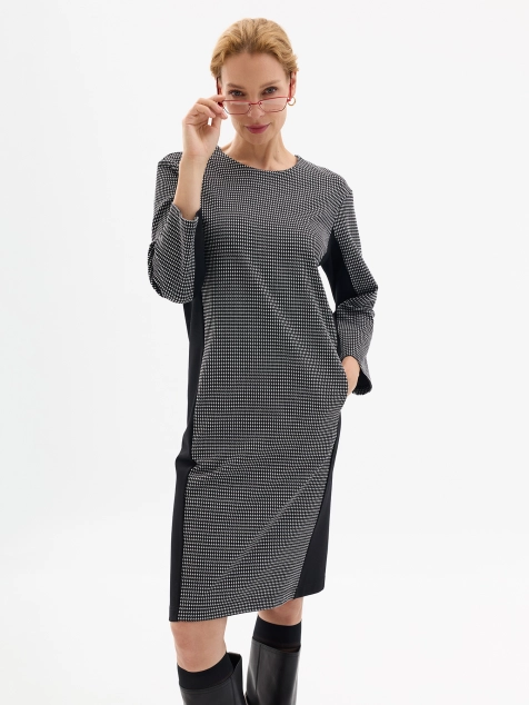 Платье-миди с контрастными боковыми вставками