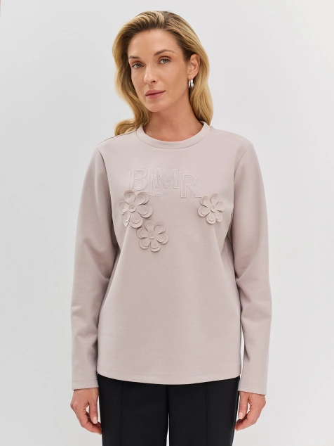 Джемпер с цветочной аппликацией