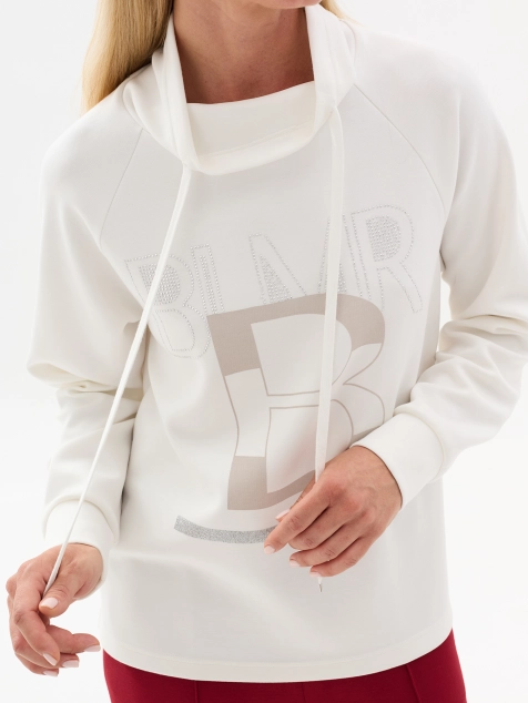 Свитшот с монохромным принтом и воротником стойкой