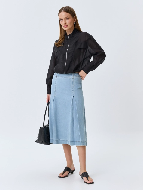 Джинсовая юбка с мягкими складками