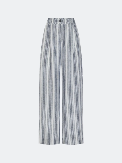 Брюки из 100% льна в полоску 