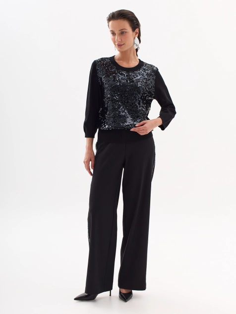 Яркий  вязаный джемпер с мерцающими пайетками