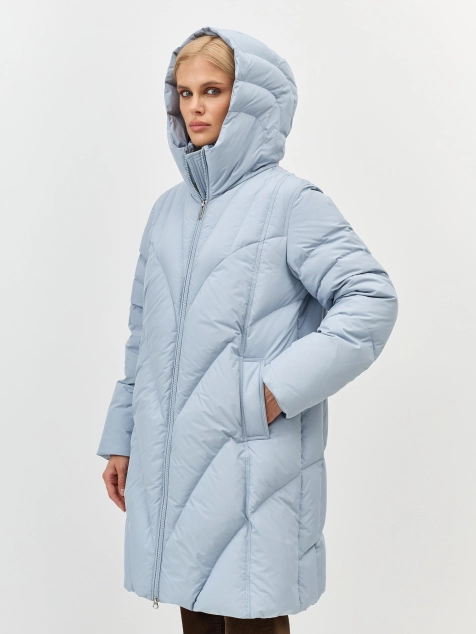 Теплый пуховик с фигурной стежкой