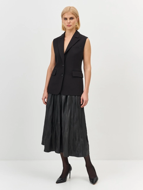 Юбка -миди из экокожи с крэш эффектом