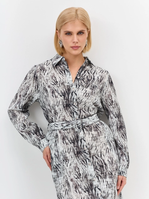 Платье-рубашка из вискозы с принтом