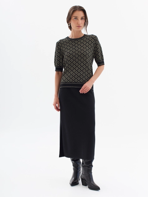 Жаккардовый джемпер с шерстью и ярким узором