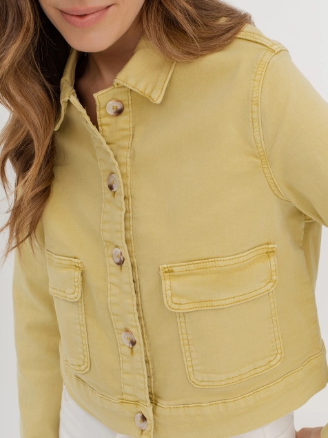 Яркий укороченный джинсовый жакет