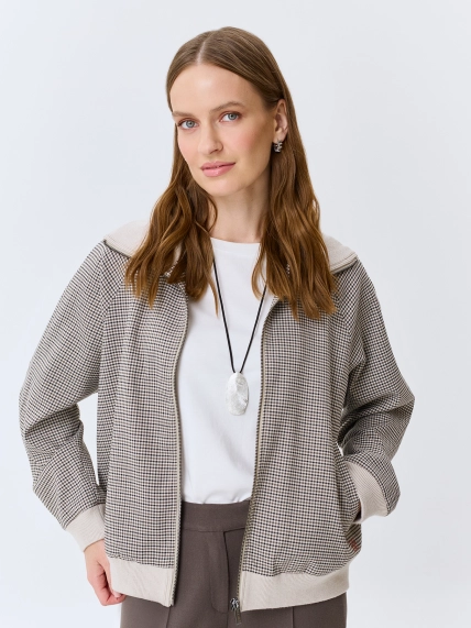 Бомбер в мелкую клетку из смесовой вискозы