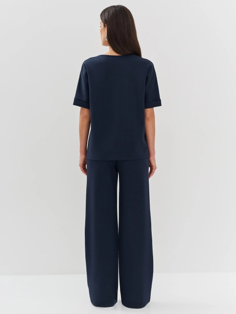 Брюки из смесового модала с застроченными стрелками