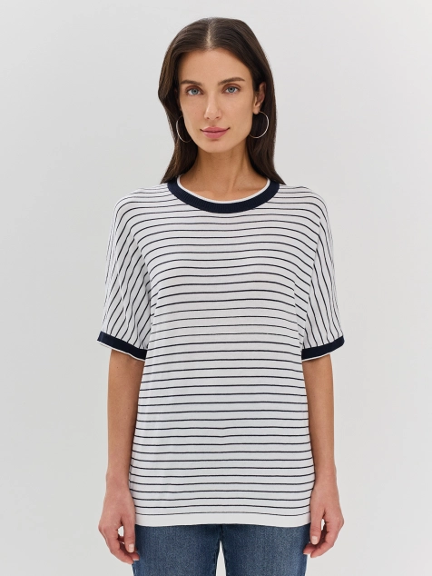 Джемпер из вискозы в контрастную полоску