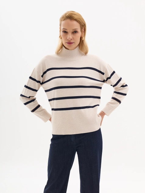 Свитер в контрастную полоску с шерстью