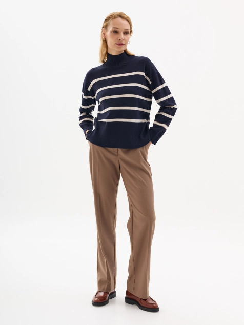 Свитер в контрастную полоску с шерстью