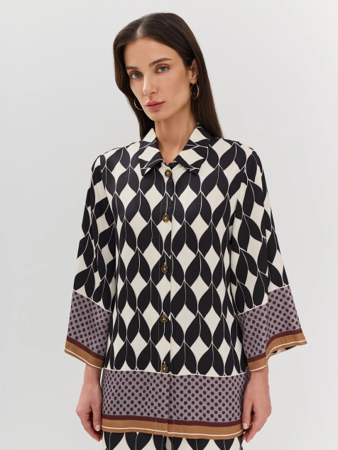 Блузка из вискозы с графичным принтом