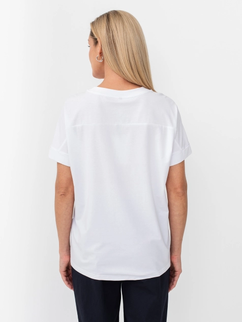 Футболка с аппликацией из страз в цвет изделия