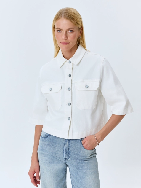 Укороченный джинсовый жакет