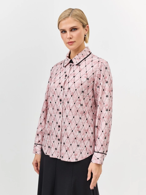 Блузка из вискозы с брендированным принтом