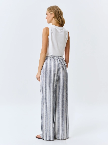 Брюки из 100% льна в полоску 