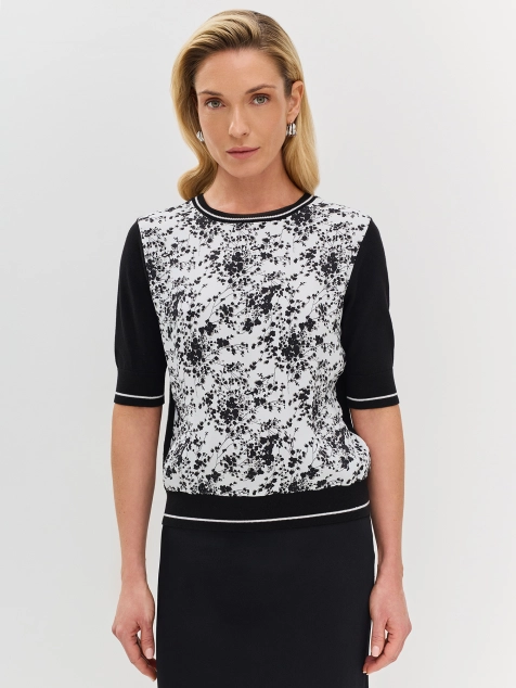 Джемпер с монохромным цветочным принтом