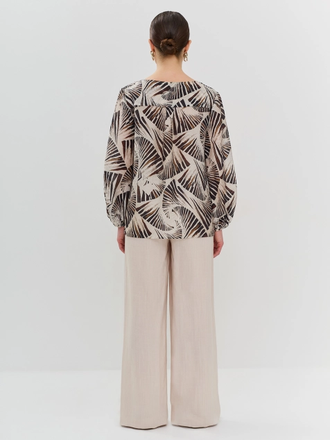 Свободные брюки из смесового льна